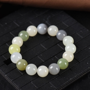 12.5mm山料和田玉多宝单圈手串