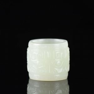 山料和田白玉兽面扳指