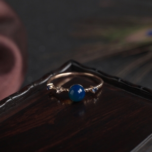 18K天空蓝多米蓝珀戒指