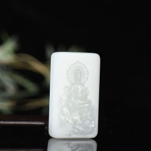 籽料和田白玉文殊菩萨吊坠