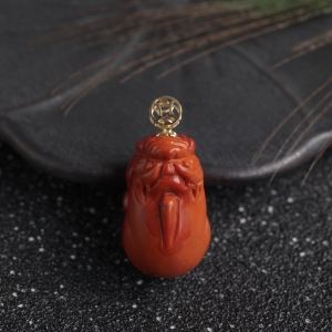 18K柿子红南红貔貅吊坠