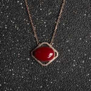 18K阿卡牛血红珊瑚项链