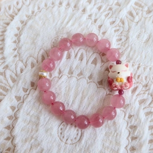 11.5mm粉水晶九尾狐单圈手串