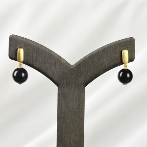 18K籽料和田黑青玉耳坠