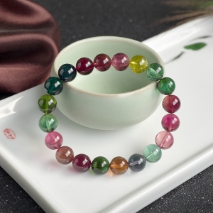 9mm彩虹碧玺单圈手串