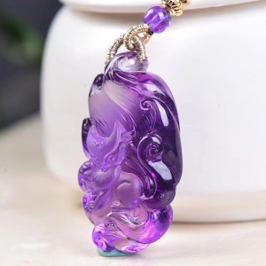 紫水晶九尾狐吊坠