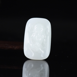 山流水料和田羊脂白玉财神吊坠