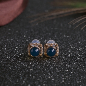 18K天空蓝多米蓝珀耳钉