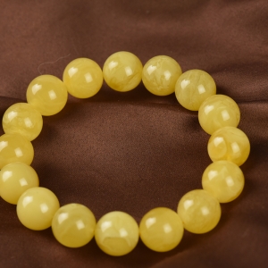 14mm白花蜜鸡油黄蜜蜡单圈手串