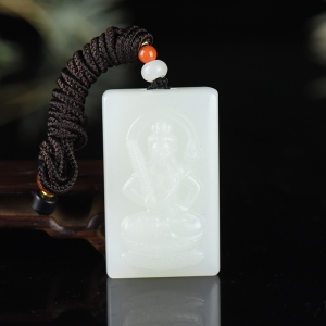籽料和田白玉虚空藏吊坠