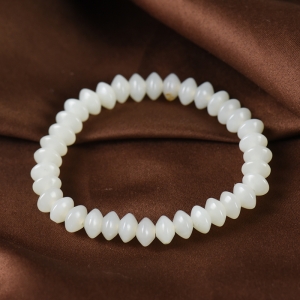 籽料和田白玉算盘珠单圈手串