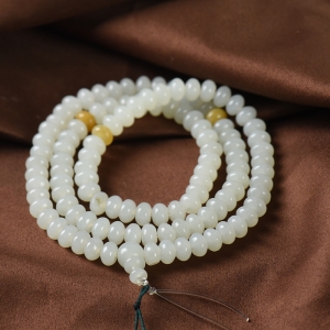 籽料和田白玉算盘珠108佛珠