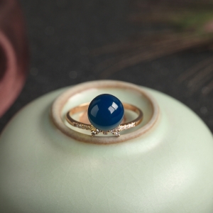 18K天空蓝多米蓝珀戒指