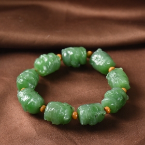 山料和田碧玉老虎单圈手串