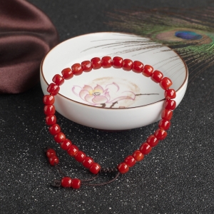 阿卡珊瑚桶珠单圈手串