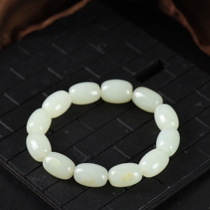 籽料和田白玉枣珠单圈手串