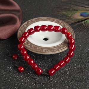 阿卡牛血红珊瑚桶珠单圈手串