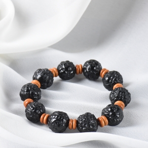 15.5mm山料和田青玉貔貅珠单圈手串