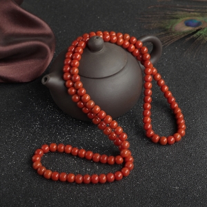 柿子红南红桶珠多圈手串