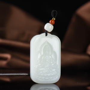 籽料和田白玉观音吊坠