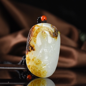 籽料和田白玉观音吊坠