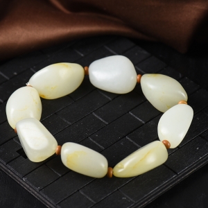 籽料和田玉原石单圈手串