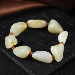 籽料和田玉原石单圈手串