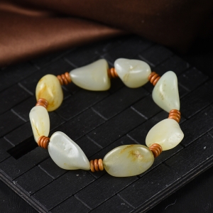 籽料和田玉原石单圈手串