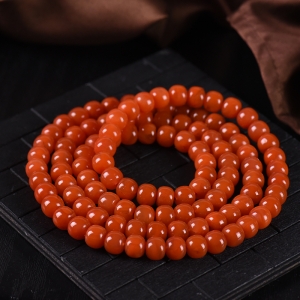 柿子红南红老形珠108佛珠