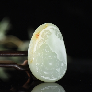 籽料和田白玉弥勒佛吊坠