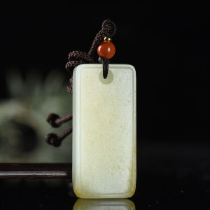籽料和田白玉无事牌吊坠