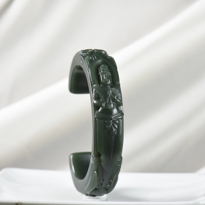 籽料和田青玉观音男士贵妃镯