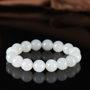 12mm山料和田白玉单圈手串