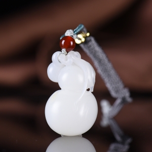 山流水料和田白玉福禄吊坠