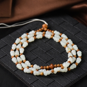 籽料和田白玉福禄项链