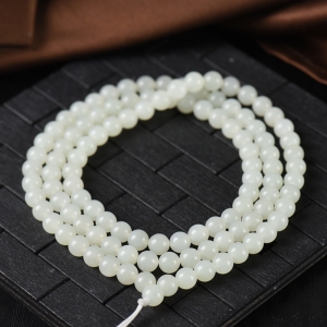 6mm籽料和田白玉108佛珠