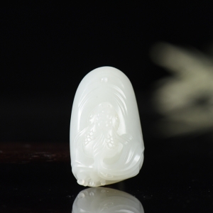 籽料和田白玉金玉满堂吊坠