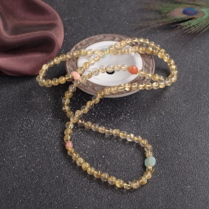 6mm金发晶多圈手串