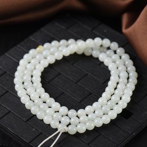 6mm籽料和田白玉108佛珠