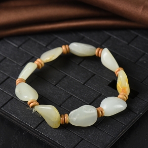 籽料和田玉原石单圈手串