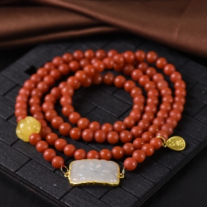 6mm柿子红南红108佛珠