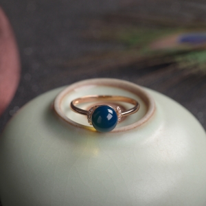 18K天空蓝多米蓝珀戒指