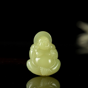 山料和田黄玉弥勒佛吊坠