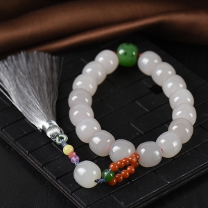 山料和田玉藕粉色手持