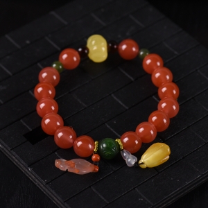 9.5mm樱桃红南红单圈手串