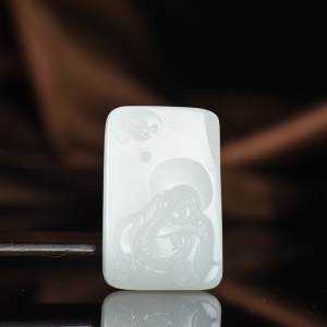 籽料和田白玉弥勒佛吊坠