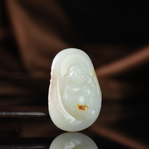 籽料和田白玉弥勒佛吊坠