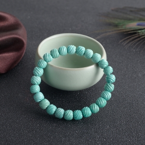 中高瓷铁线蓝绿绿松石桶珠单圈手串