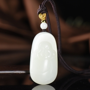 籽料和田白玉弥勒佛吊坠