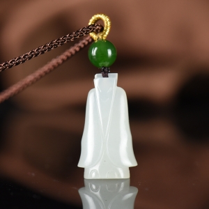 籽料和田白玉翁仲吊坠